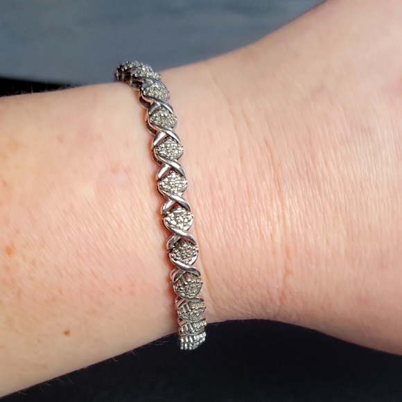 no brand Jewelry - 925 Sterling Silver Vintage Tennis Bracelet 44 Diamonds 8" Long